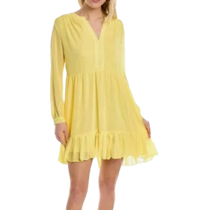 Vince Camuto Women's Long Sleeve V-Neck Dress in Sunburst Size L - NWT